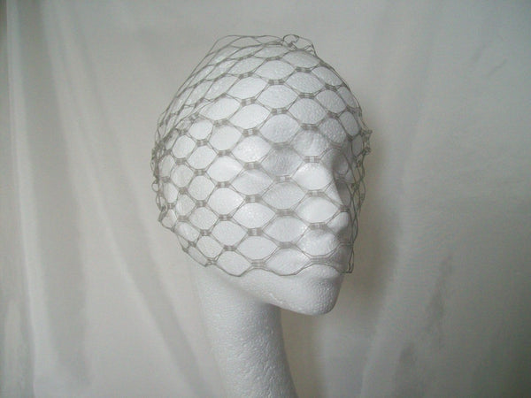 Pewter Grey Vintage Waffle Weave 1940's - 1950's Style Birdcage Bandeau Wedding Bridal Veil - Gothic Diva Wedding Designs