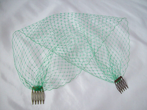 Emerald Absinthe Green Spot or Plain Birdcage Bandeau Wedding Bridal Veil - Gothic Diva Wedding Designs