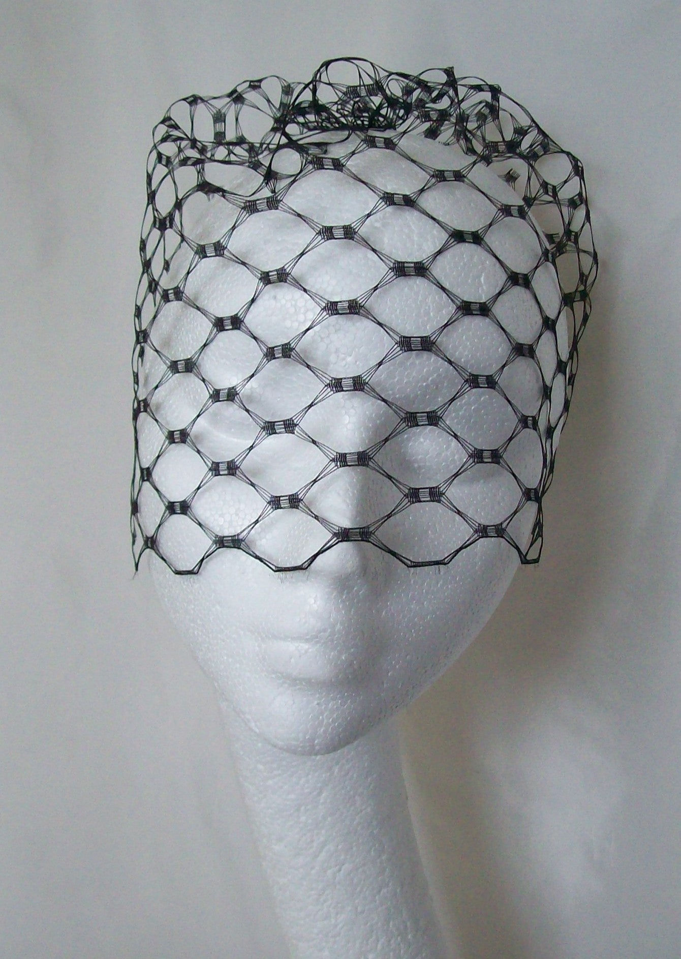 Black Short Birdcage Blusher Vintage Style Waffle Weave Veil - Victorian Gothic Steampunk Wedding - Gothic Diva Wedding Designs