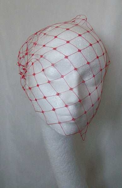 Dramatic Scarlet Red Mega Merry Widow Vintage Burlesque Bandeau Birdcage Veil - Retro Bride - Gothic Diva Wedding Designs