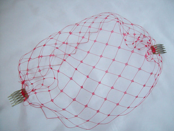 Dramatic Scarlet Red Mega Merry Widow Vintage Burlesque Bandeau Birdcage Veil - Retro Bride - Gothic Diva Wedding Designs