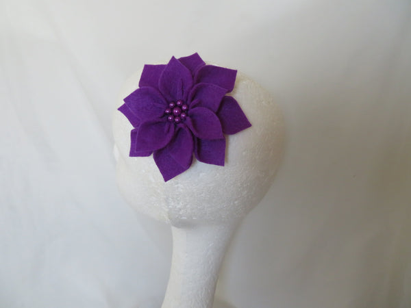 Dark Purple Audrey Felt Flower Hair Clip or Brooch