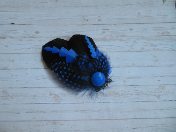 Sapphire Blue and Black Betsy Button Clip