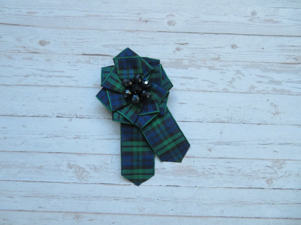 Black Watch Tartan Ruffle Brooch