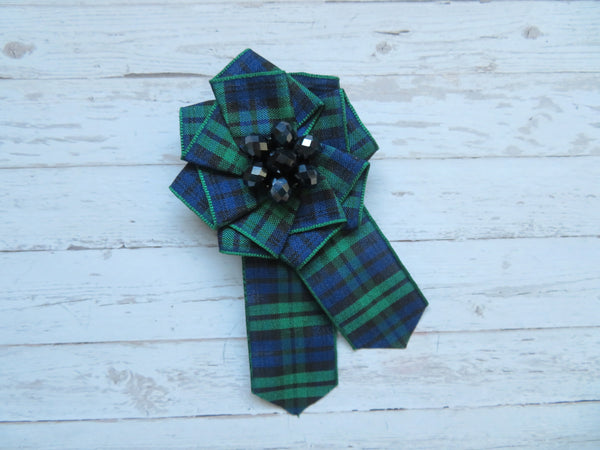 Black Watch Tartan Ruffle Brooch