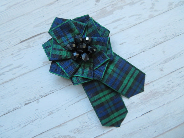 Black Watch Tartan Ruffle Brooch