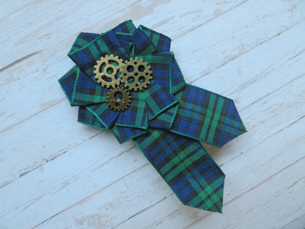 Black Watch Tartan Ruffle Brooch