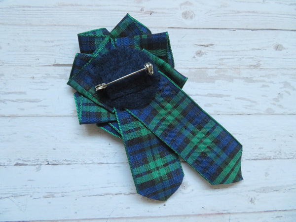 Black Watch Tartan Steampunk Ruffle Brooch