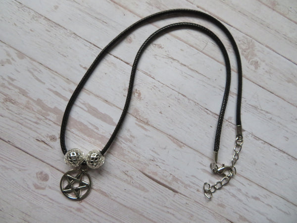 Silver & Black Pentagram Necklace