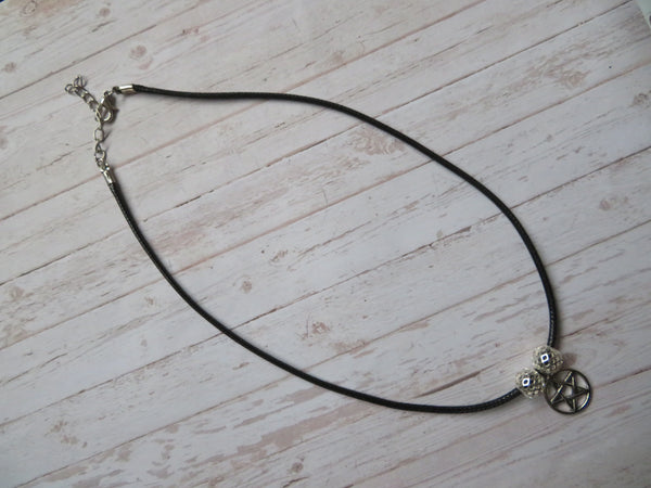 Silver & Black Pentagram Necklace