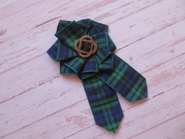 Black Watch Tartan Ruffle Brooch