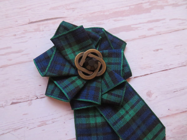 Black Watch Tartan Ruffle Brooch