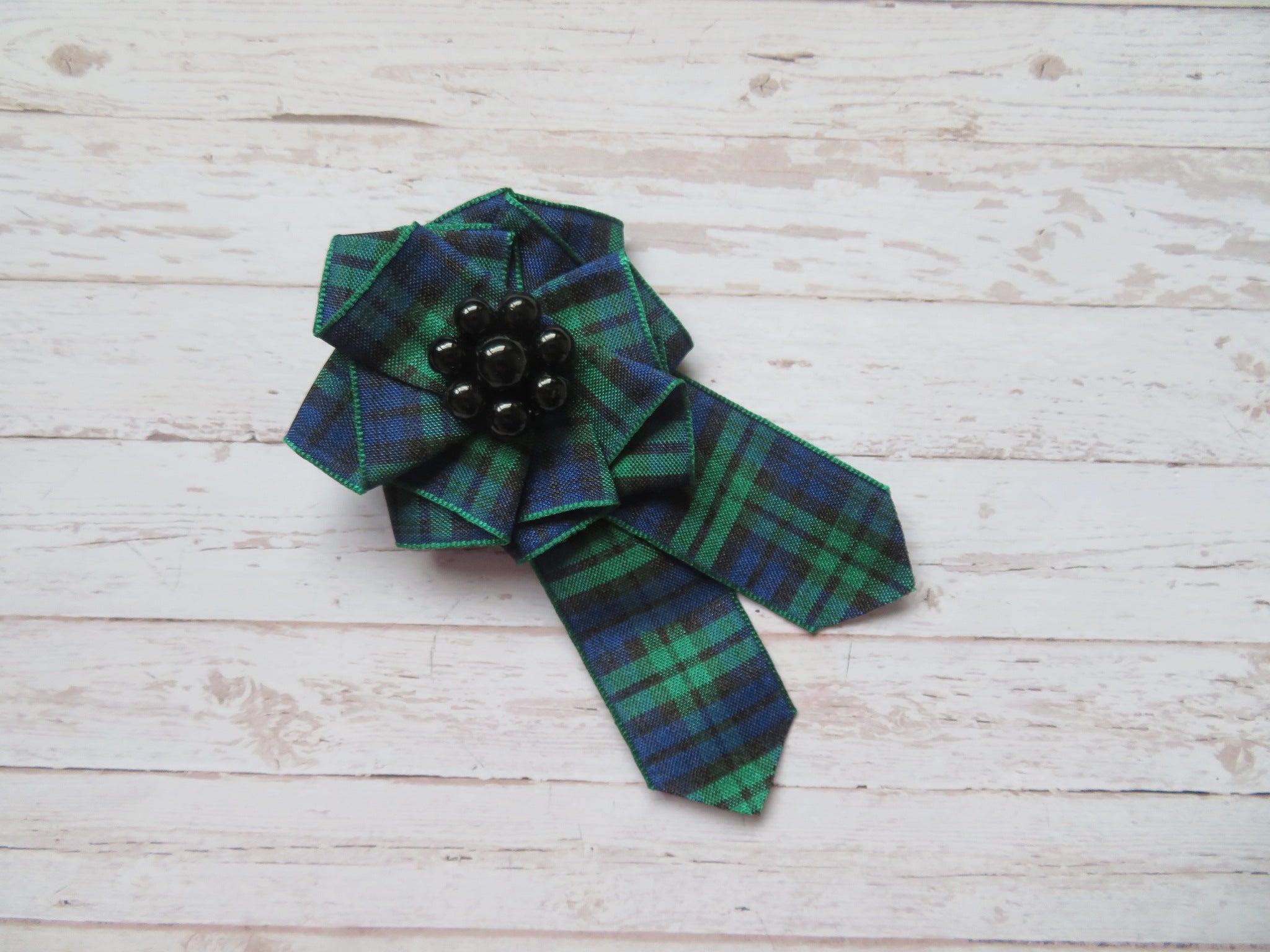 Black Watch Tartan Ruffle Brooch