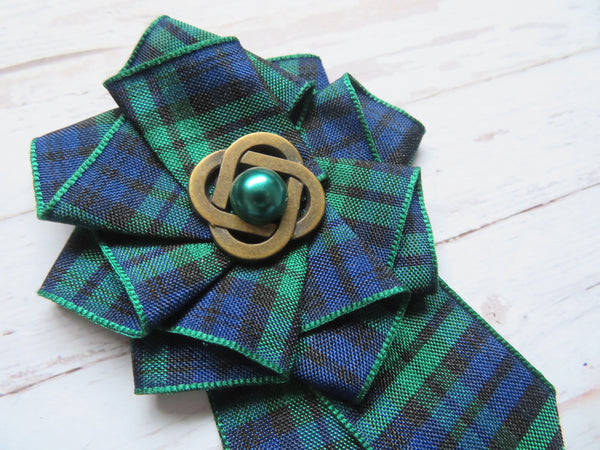 Black Watch Tartan Ruffle Brooch