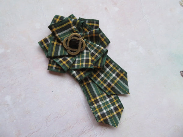 Irish National Tartan Ruffle Brooch