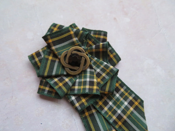 Irish National Tartan Ruffle Brooch