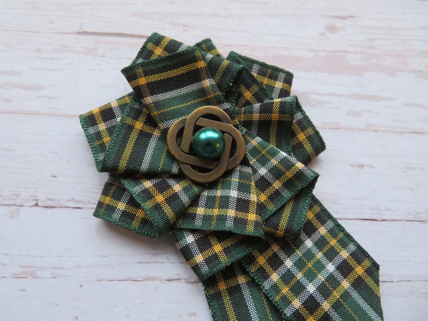 Irish National Tartan Ruffle Brooch