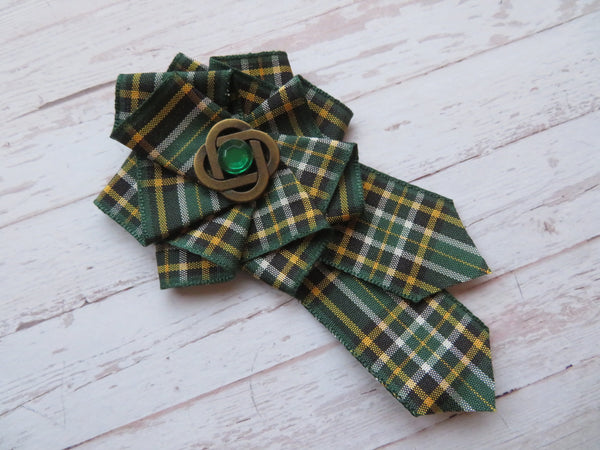 Irish National Tartan Ruffle Brooch