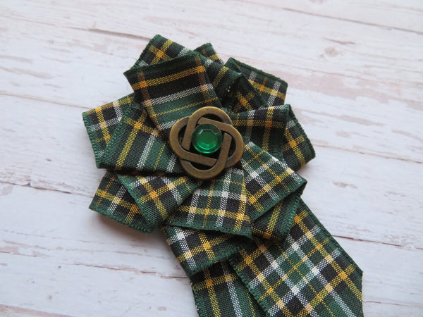 Irish National Tartan Ruffle Brooch