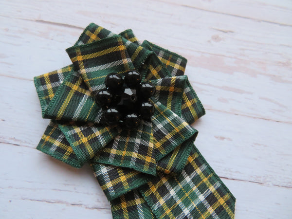 Irish National Tartan Ruffle Brooch