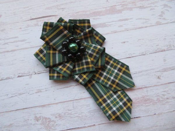 Irish National Tartan Ruffle Brooch