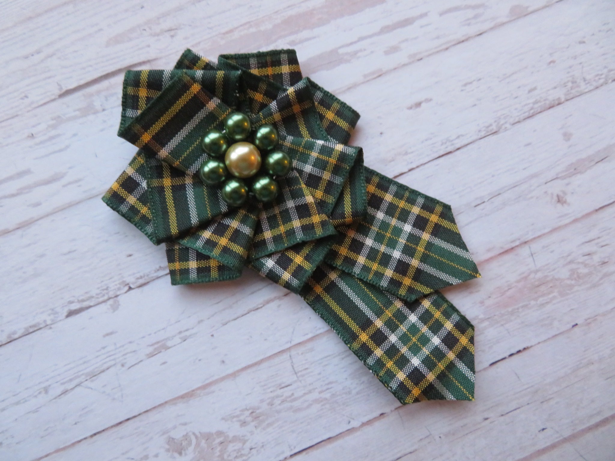 Irish National Tartan Ruffle Brooch