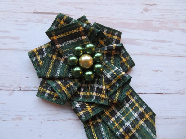 Irish National Tartan Ruffle Brooch