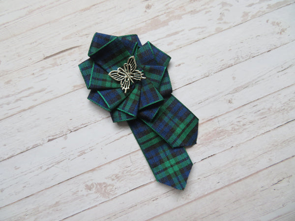 Black Watch Tartan Ruffle Brooch