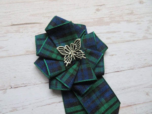 Black Watch Tartan Ruffle Brooch