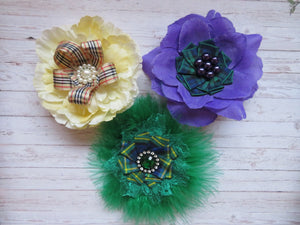 Tartan Flower Brooches