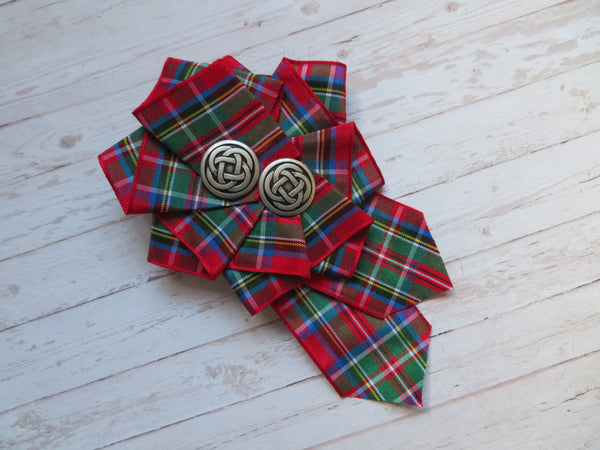 Large Tartan Ruffle Rosette Brooch Pin/ Clip - Made to Order