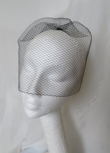 Black Short Fine Fishnet Veil - Rare Vintage Blusher Birdcage Veil with Comb - Goth Gothic Bride Wedding Veils - Made to Order