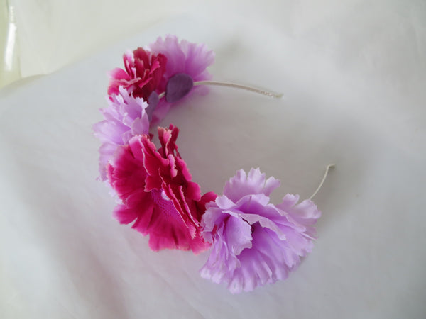 Lavender & Magenta Carnation Flower Crown