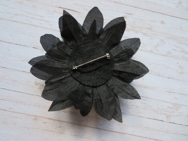 Black & Pale Aqua Crystal Butterfly Gothic Brooch Corsage Wedding Halloween Gift