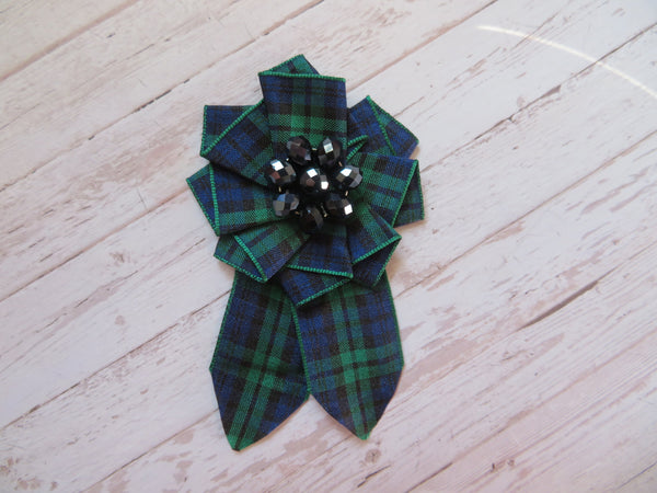 Black Watch Tartan Ruffle Brooch