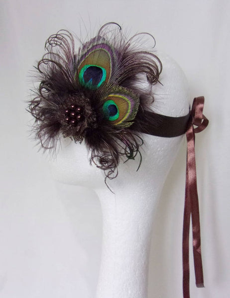 Victoriana Peacock Feather Flapper Band