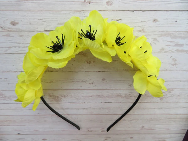 Yellow and Black Blossom Flower Crown