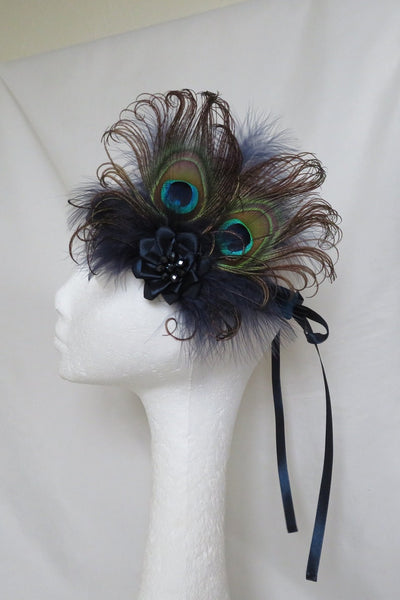 Victoriana Peacock Feather Flapper Band