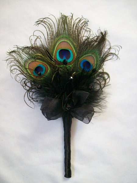 Black Peacock Feather Wand Bouquet