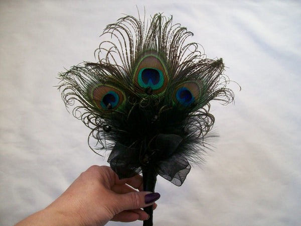 Black Peacock Feather Wand Bouquet