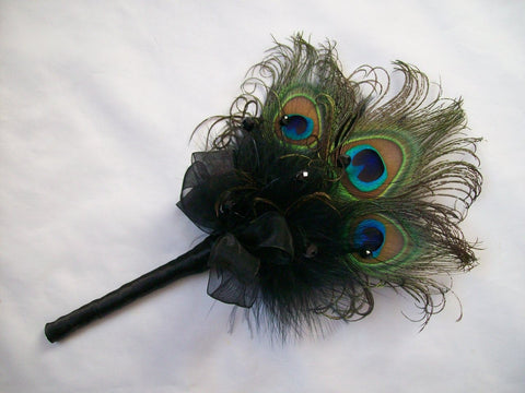 Black Peacock Feather Wand Bouquet