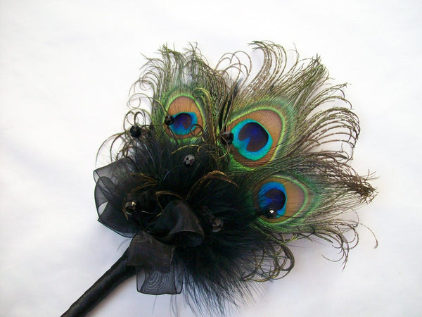 Black Peacock Feather Wand Bouquet