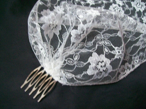 Vintage Lace Veil Retro Style Boho Fabric Bridal Bandeau Veils with Combs Many Colours - Wedding Bride - Made to Order
