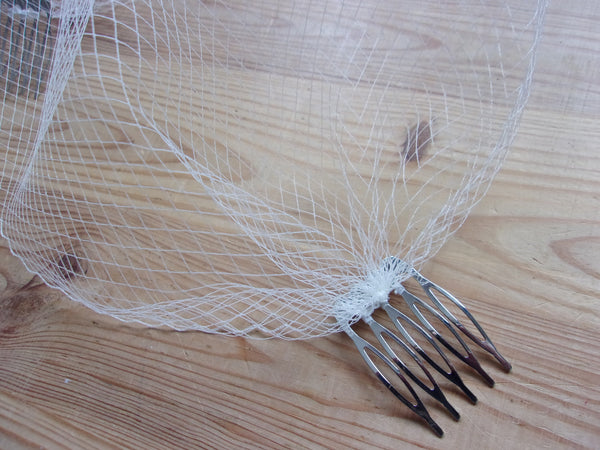 Ivory Birdcage Veil - Fine Weave Fishnet Vintage Blusher Bandeau with Combs - Bride Wedding Veils - Made to Order