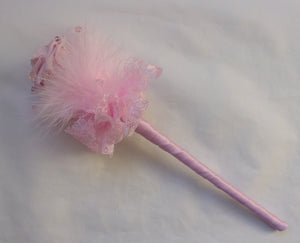 Pale Pink Wand - Baby Pinks Rose Bud Feather and Crystal Flower Girl Bridesmaids Wedding Fairy Flower Wand - Ready Made