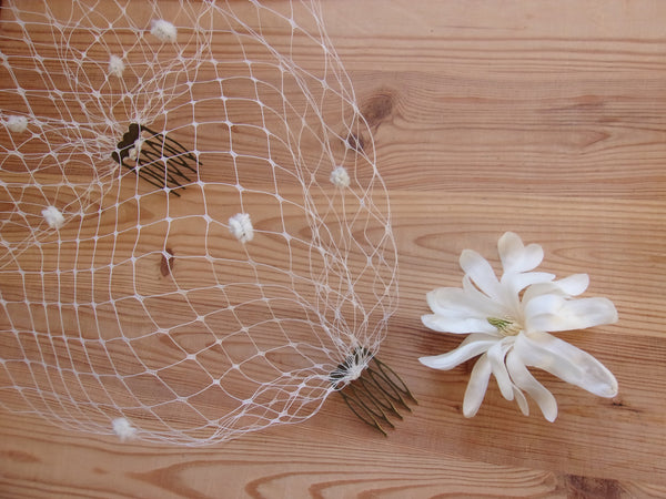 Ivory Spotted Merry Widow Bandeau Veil