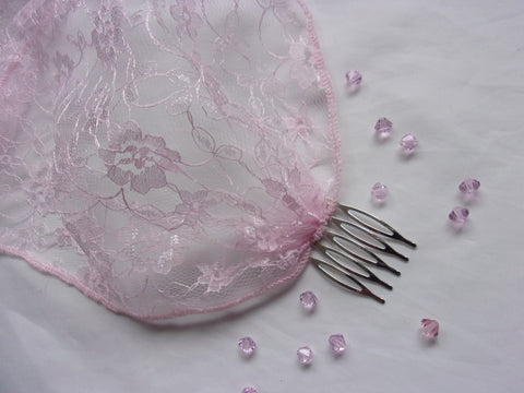 Pink Lace Veil Headscarf